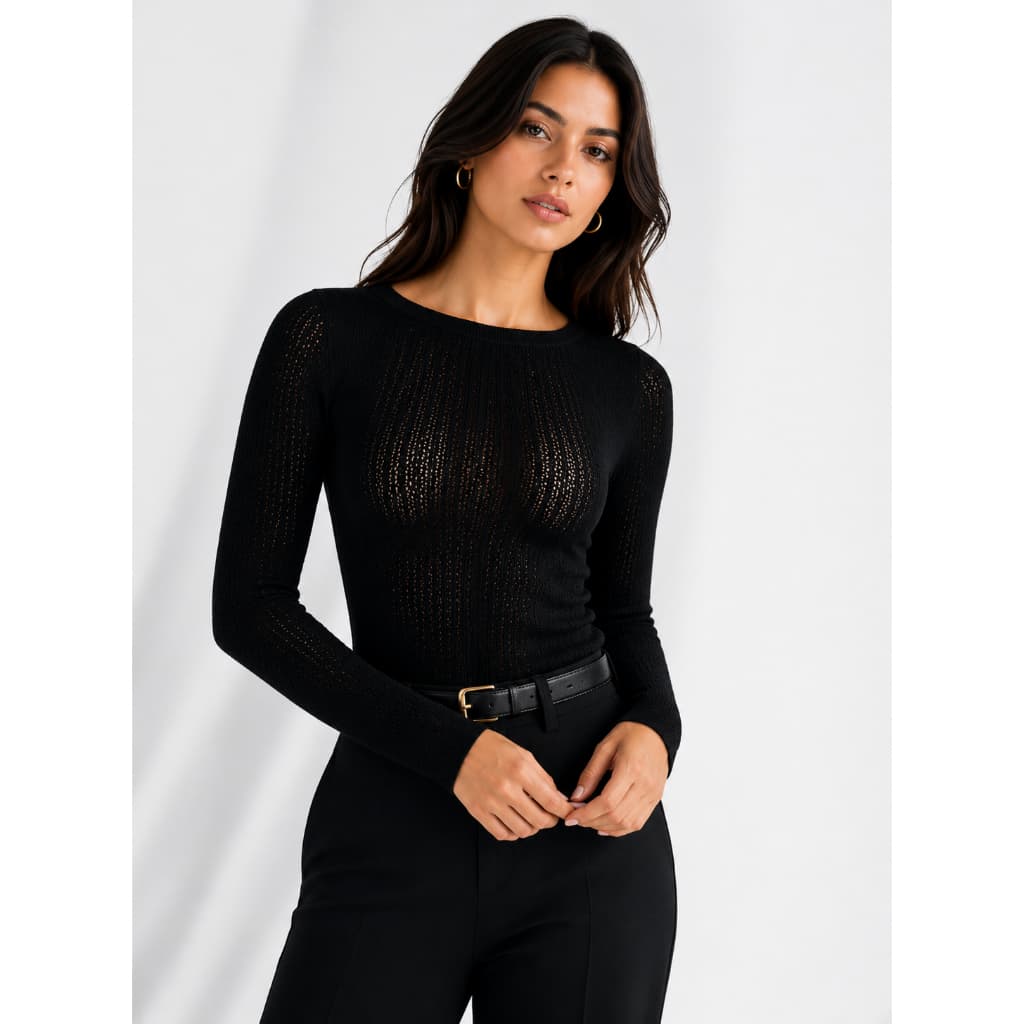 Blusa segunda pele feminina preta meia estação inverno Trifil