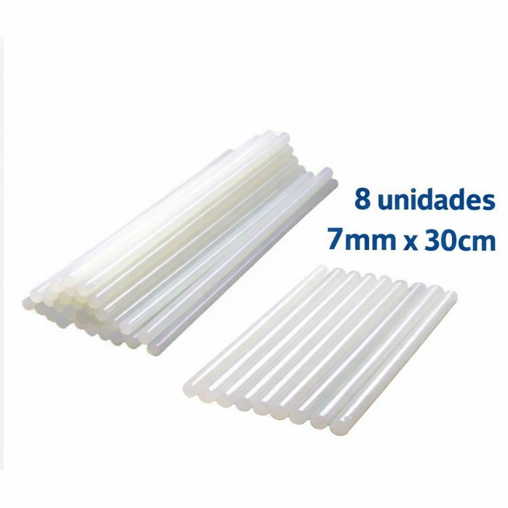 8 unidade Cola Quente Bastão Refil Fino Translucido 7mm x 30cm Promoção
