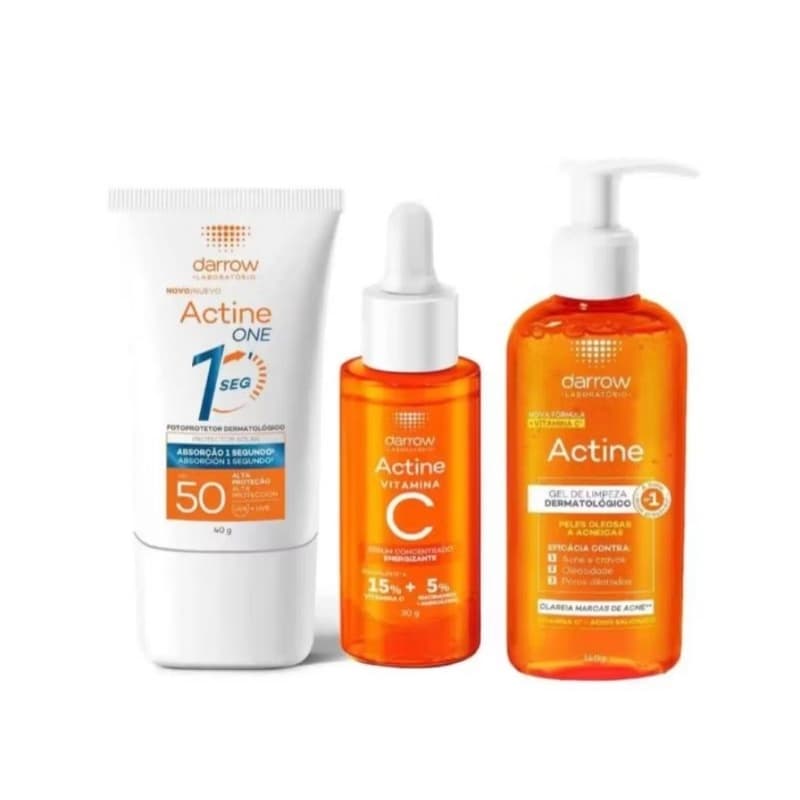 Kit Gel de Limpeza 140g + Sérum Vitamina C 30g + Protetor Solar Facial One FPS 50 Sem Cor 40g.