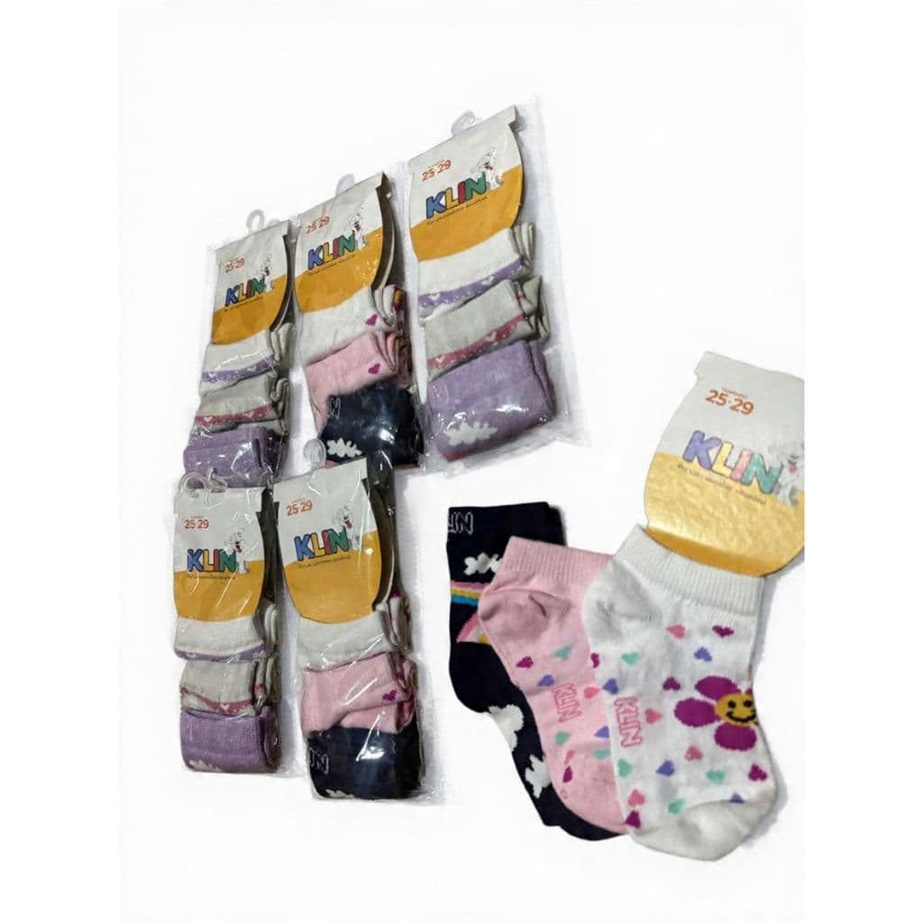Meias Infantil Menina e Menino Kit C/3 Pares Klin Cano Médio Confortáveis 0 a 6 meses ou 3 a 6 anos