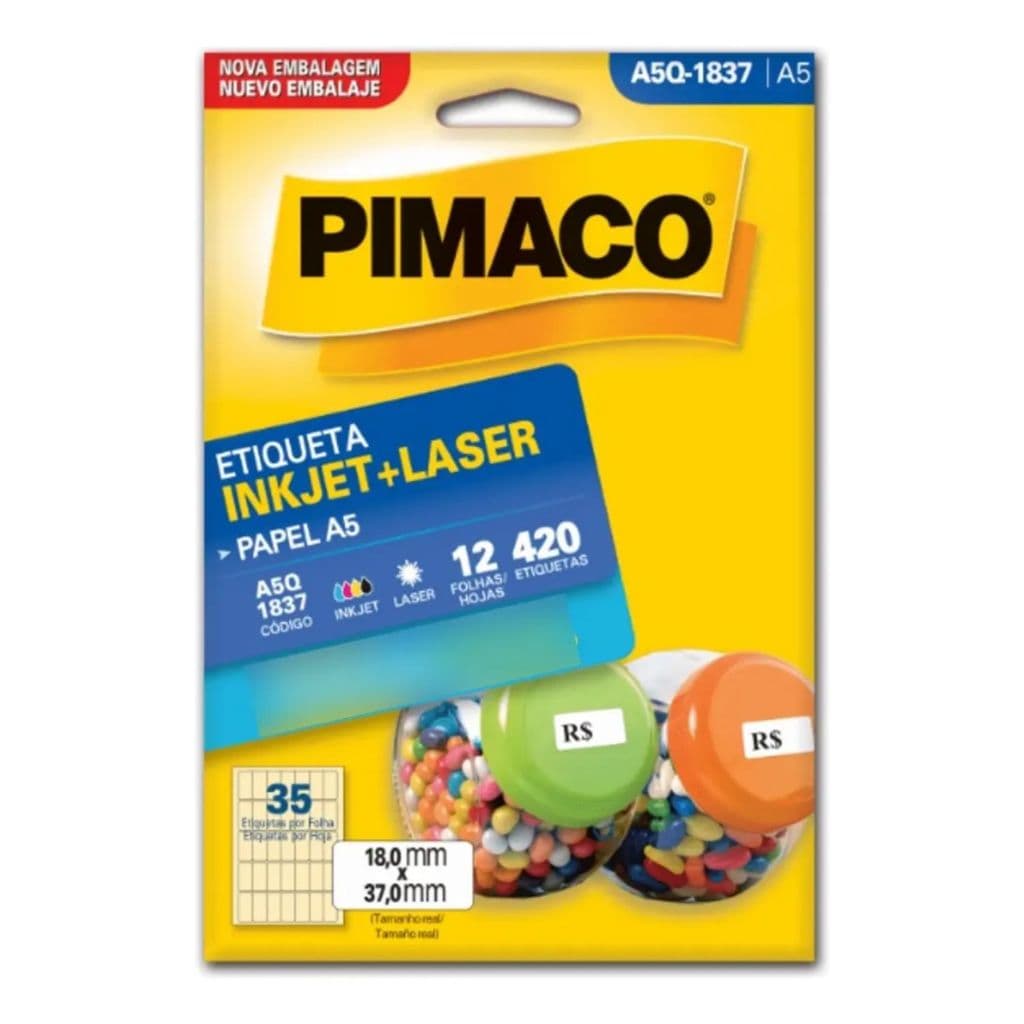 Etiqueta Pimaco A5Q 1837 12Fls 420 Etiquetas