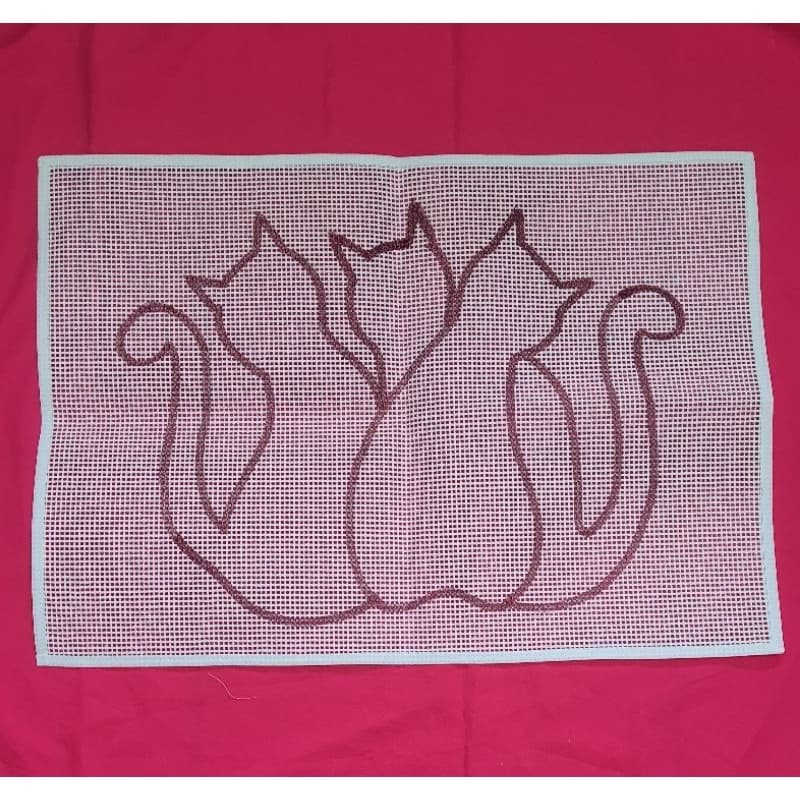 Talagarça Desenhada 03 Gatos - Escolha o tamanho da tela