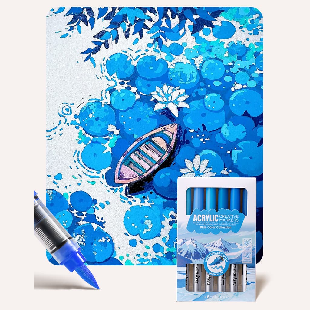 Caneta Acrílica 6 Cores Azul Salgado Alta Cobertura Secagem Rápida Ponta Macia DIY