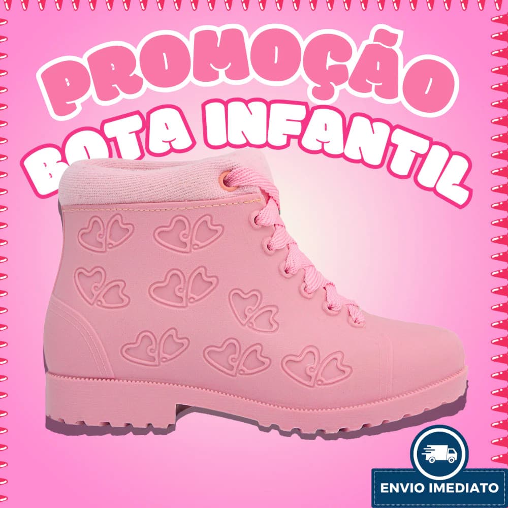 Bota Galocha Casual Coturno Infantil Botinha Confortável Menina Leve Macia Dia a Dia Promoção