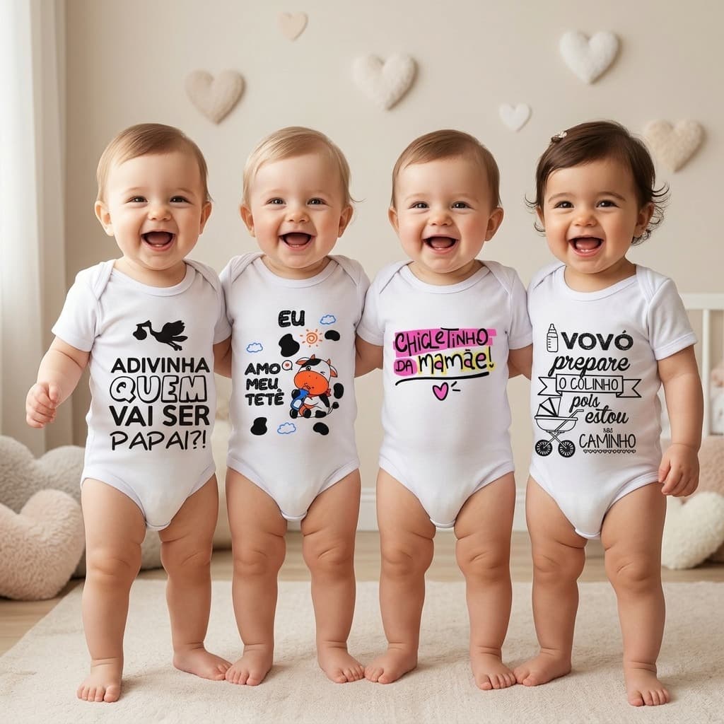 Body Bebê Frases Temático 100% Algodão