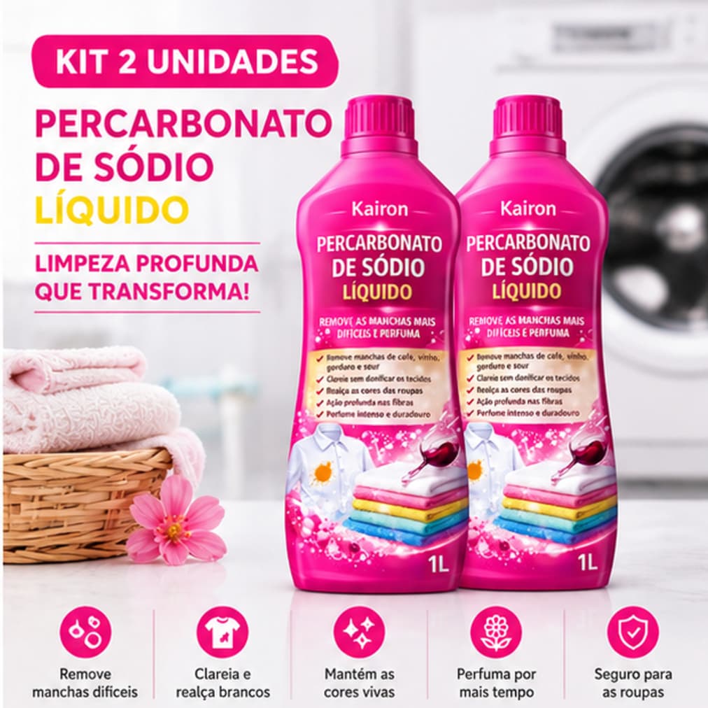 Kit 2 Litros Percarbonato Lava Roupas 100% Puro Com Aroma