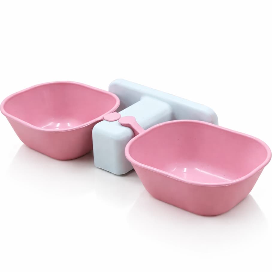 Comedouro Bebedouro Duplo Elevado Gato Cachorro Suporte Ergonômico Potes Plástico Removível 300ml
