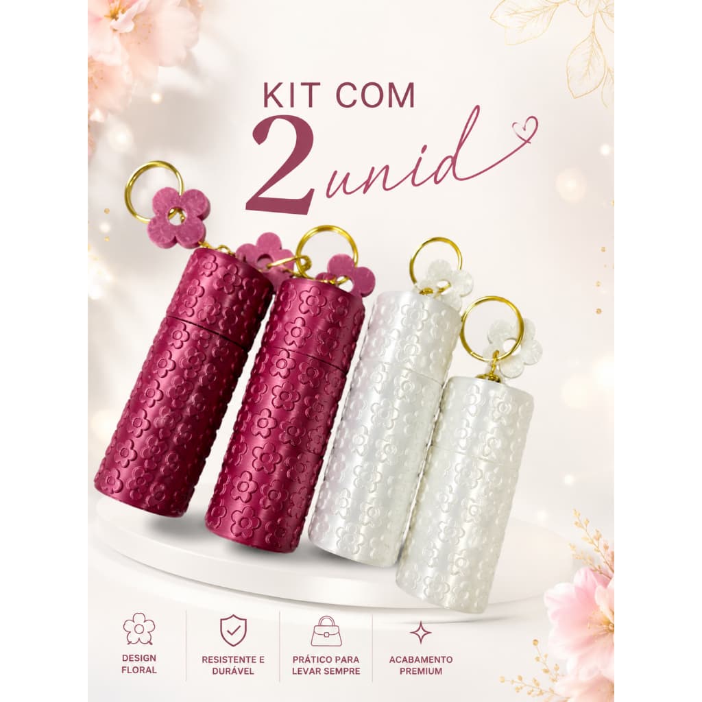 KIT COM DOIS PORTA BATOM | FLORAL COM PINGENTE | IMPRESSÃO 3D | LEMBRANÇINHA