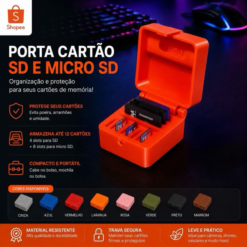 Porta Case Cartão De Memória Sd Micro Organizador