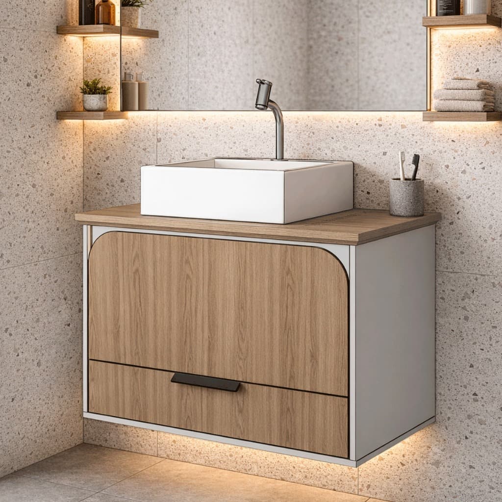 Gabinete Armario de Banheiro 100% MDF - Montesi 1 Porta + Gaveta 60cm