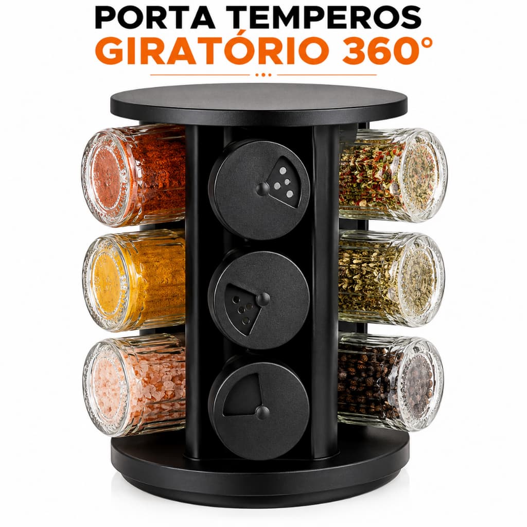 ORGANIZADOR GIRATÓRIO DE TEMPEROS : ORGANIZAÇÃO, PRATICIDADE E ELEGÂNCIA NA SUA COZINHA MODERNA