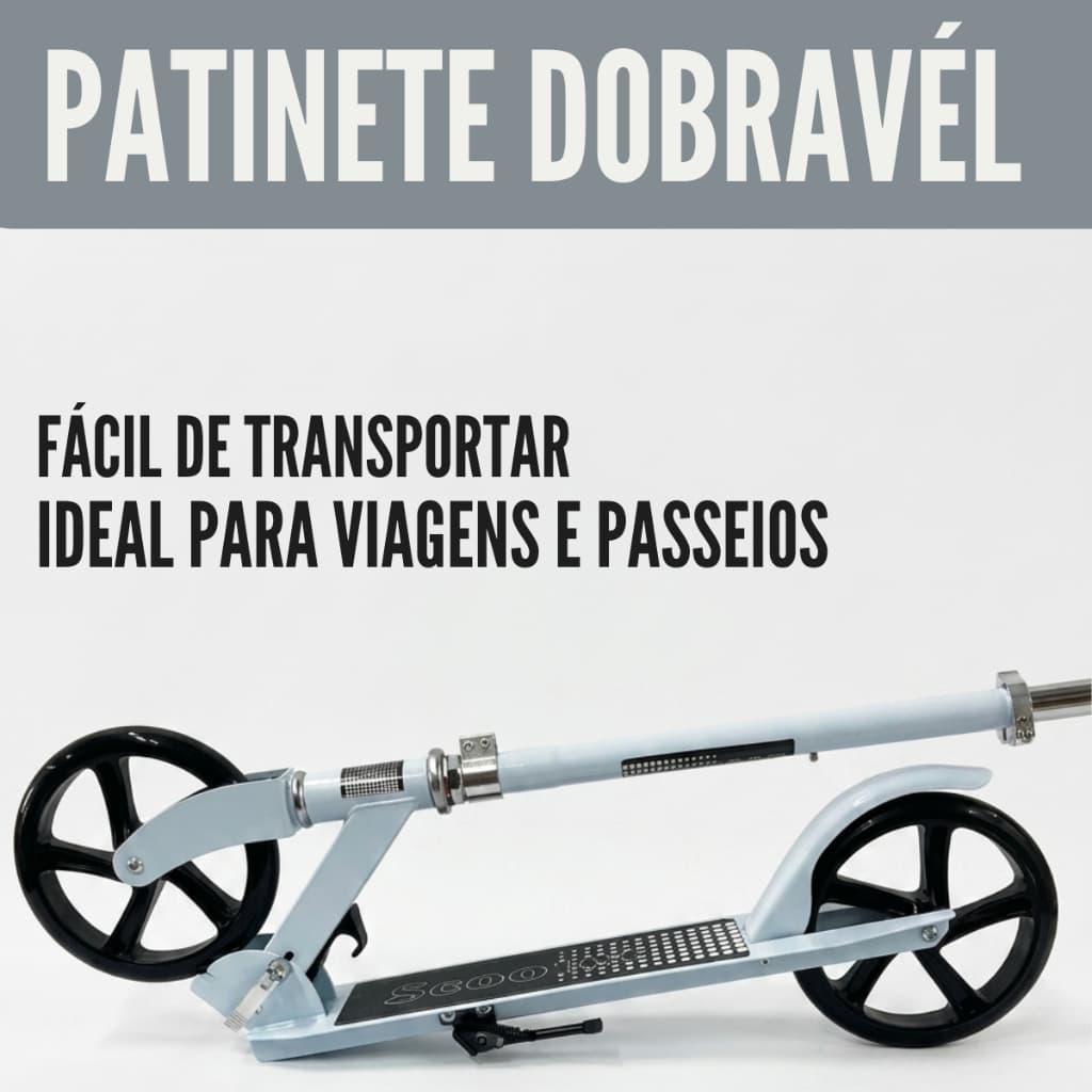 Patinete Crianças Jovens e Adultos Ajustável Branco 100Kg