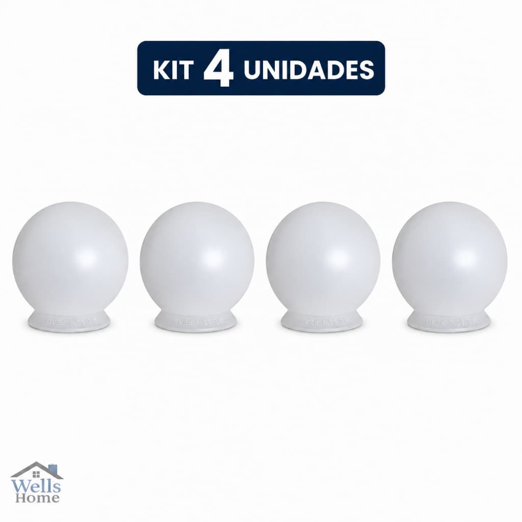 Kit 4 Globo Bolinha 15cm Boca 10cm PVC Para Ventilador Teto