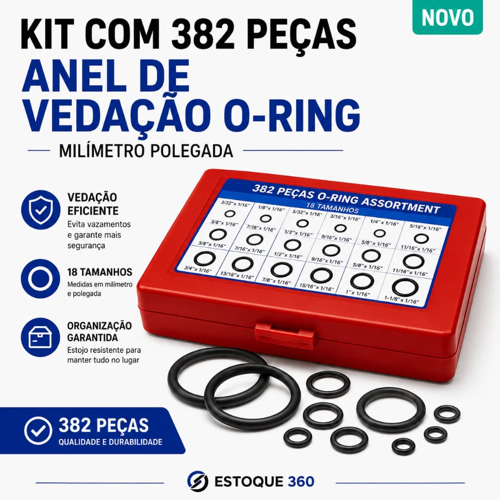 Kit Com 382pç Anel De Vedação O-ring Milímetro Polegada