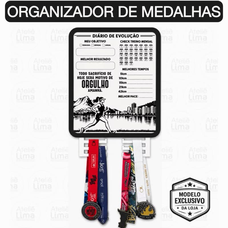 Porta Medalhas Personalizado em MDF para Corrida e Ciclismo Organizador Decorativo para Atletas