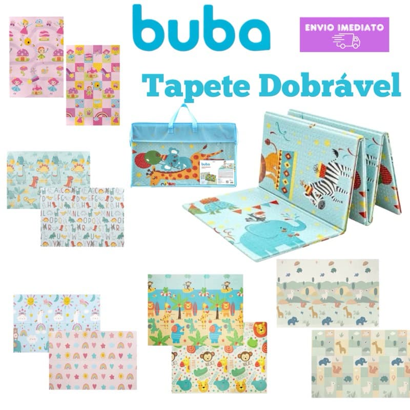 Tapete Tatame de Atividades Infantil Portátil dos Bebês e Crianças Dupla Face Dobrável