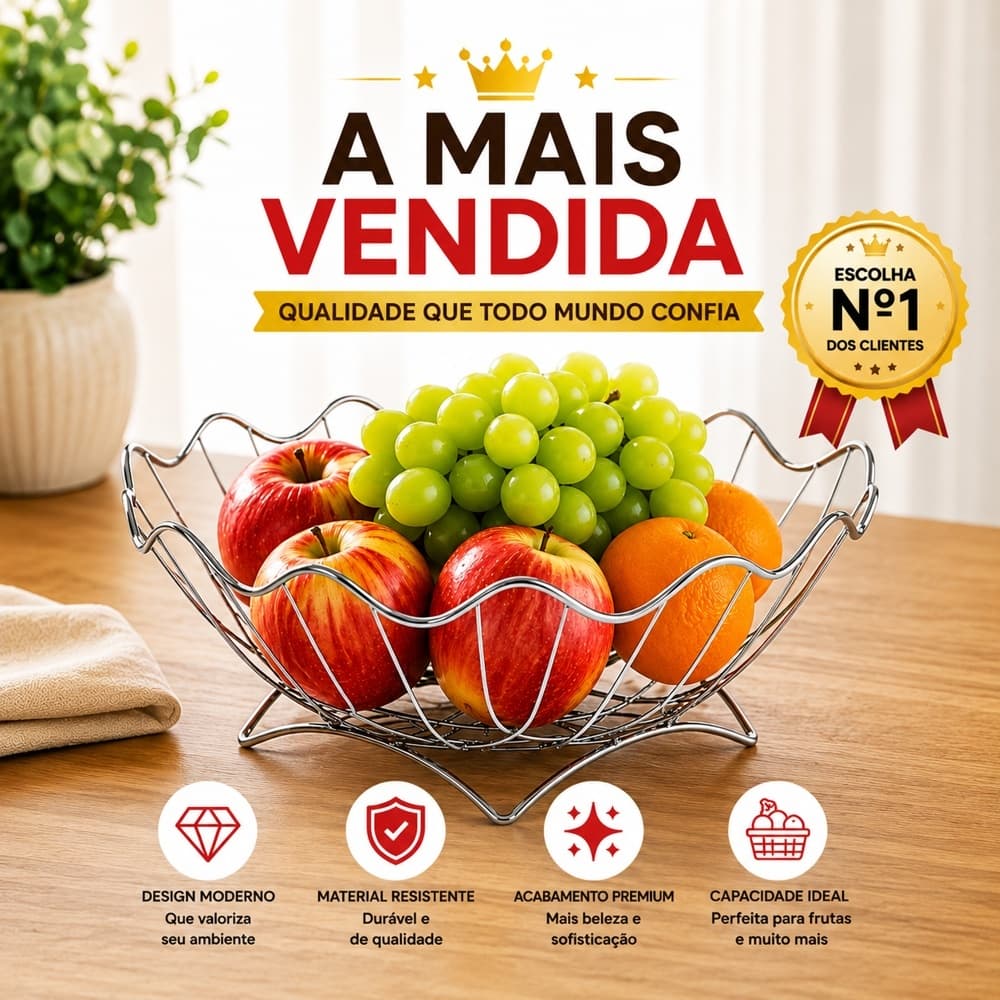 Fruteira /centro De Mesa Rio Cromada  - Niquelart
