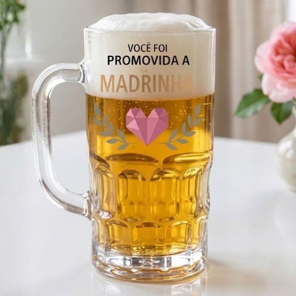 1 Caneca Taberna De 300ml De Vidro Madrinha Ou Padrinho Batizado Casamento