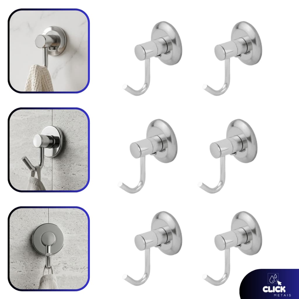 Kit 6 Cabides Organizador Multiuso Gancho Porta Toalha Guardanapo Chaves Resistente Premium