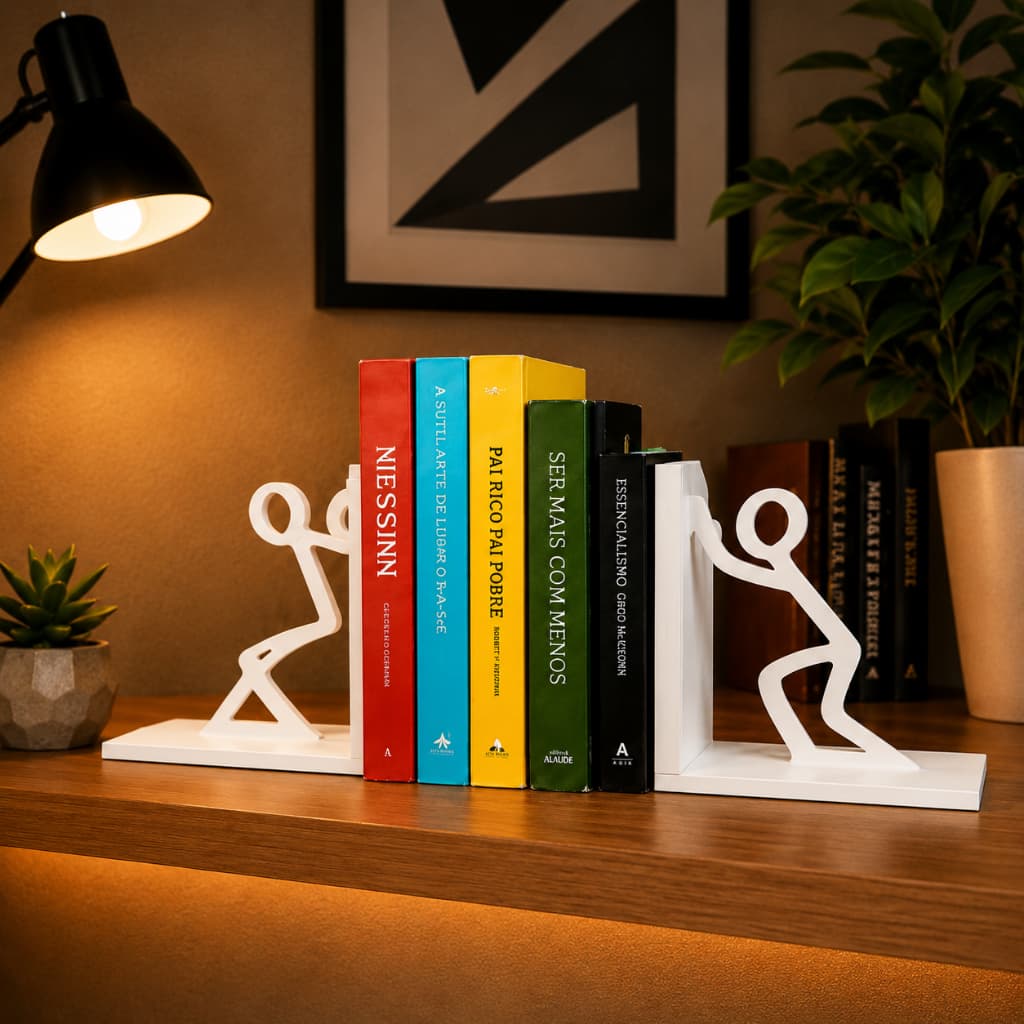 Suporte Aparador De Livros Em MDF Design Bonecos Decorativo Para Quartos Escrivaninhas