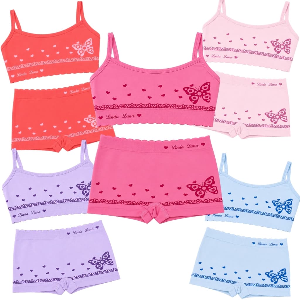 Kit 10 Peças de Top e Calcinha Box - Roupa Intima Infantil Juvenil (5 conjuntos)
