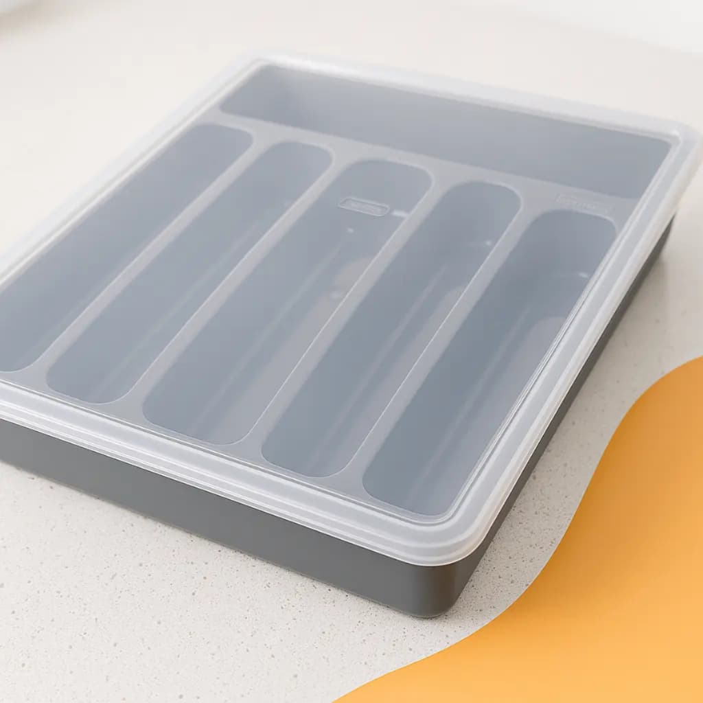 Organizador de talheres Cozinha 6 divisorias colher garfo faca conchas com tampa de gaveta lindo