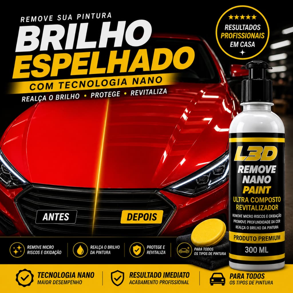Cera Automotiva Revitalizadora Remove Riscos Brilho Intenso Flanela e Aplicador