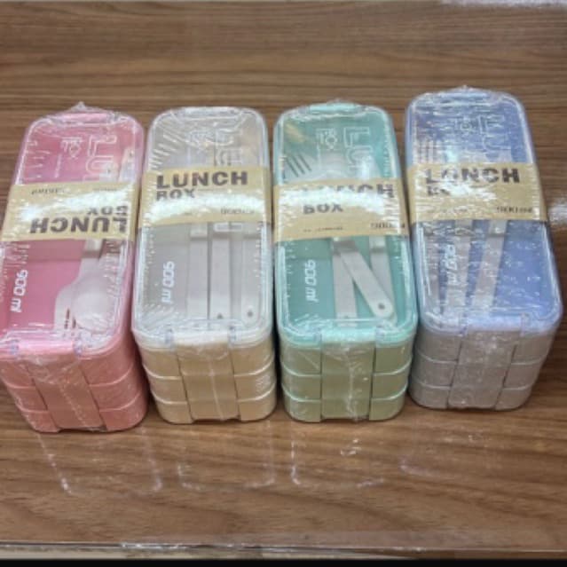 Kit Lunch Box 900ml com Talheres | 4 Cores Pastel