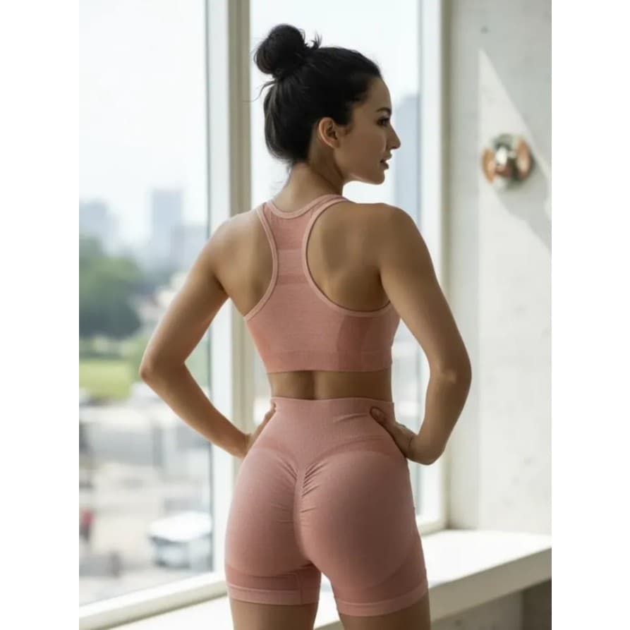 CONJUNTO ACADEMIA FITNESS FEMININO, BERMUDA E TOP LEVANTA BUMBUM SEM COSTURA.