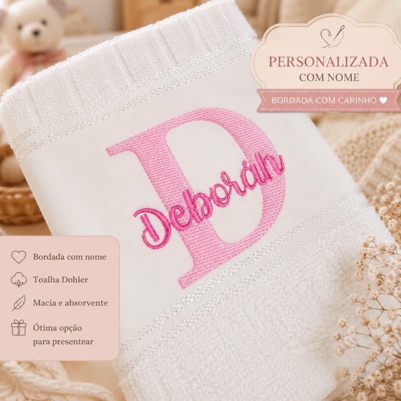 Toalha De Boca Personalizada Com Nome Bordado Dohler Bebê Maternidade