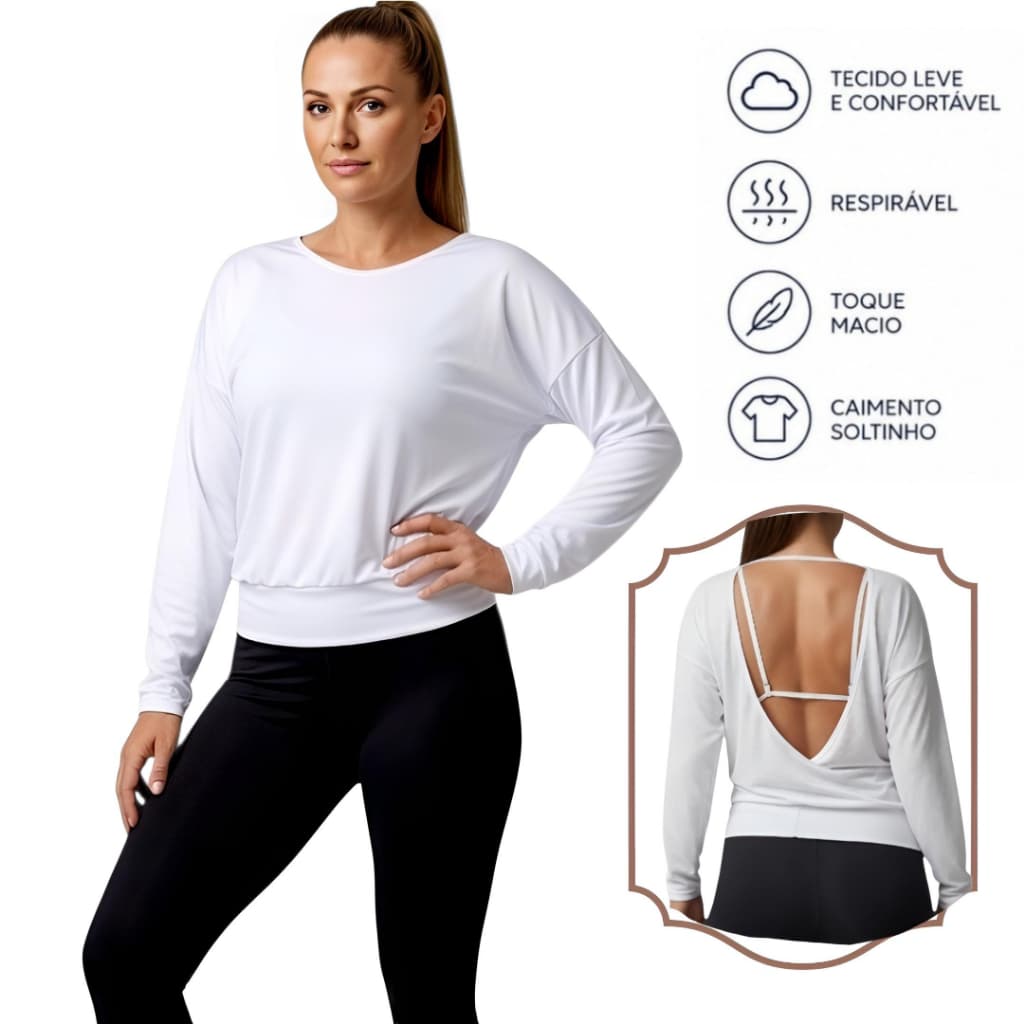 Blusa Esportiva Dry Fit Feminina com Costas Abertas | Toque Macio e Caimento Leve