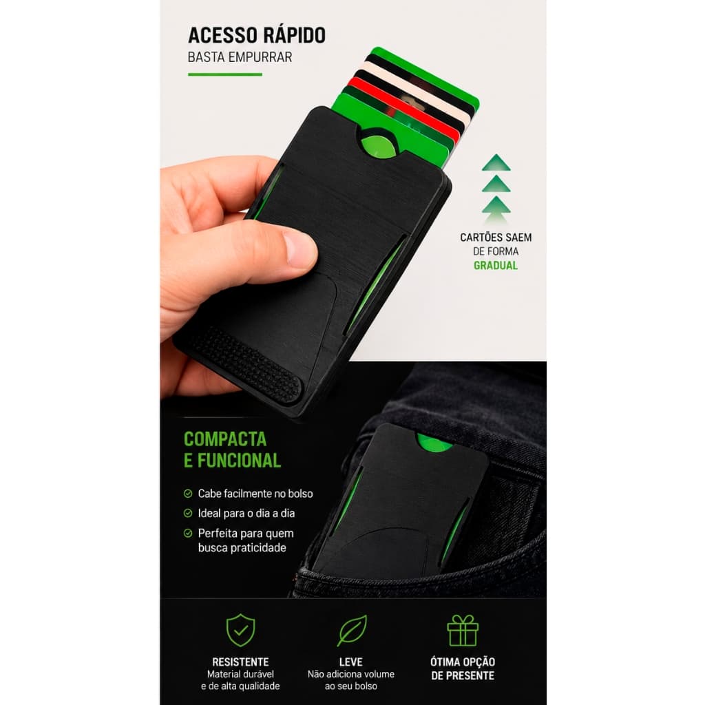 Carteira Porta Cartões EDC Moderna e Discreta | Organização e Praticidade no Seu Bolso