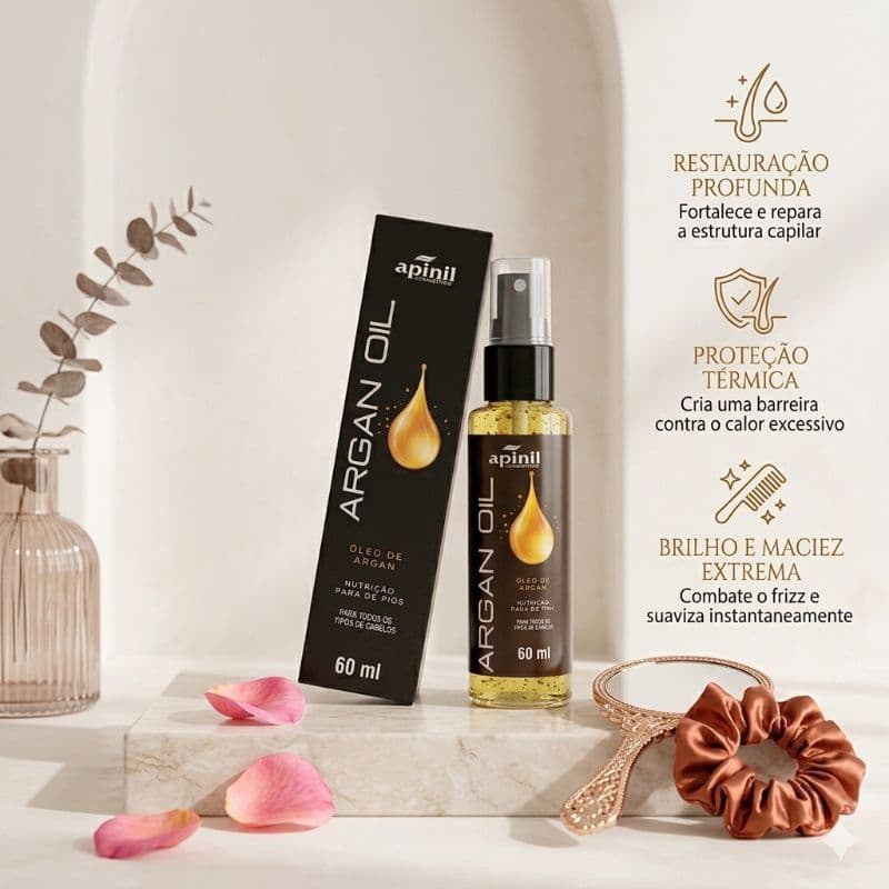 Reparador de Pontas Apinil Argan Oil Nutrição e Brilho 60ml