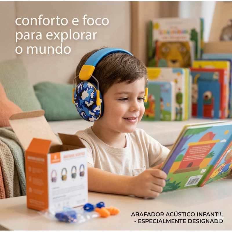 Abafador Autismo 32 DB  Infantil Fone Protetor de Som Ouvido Auricular Ruido Super Confortavel Tdah Tea Autista