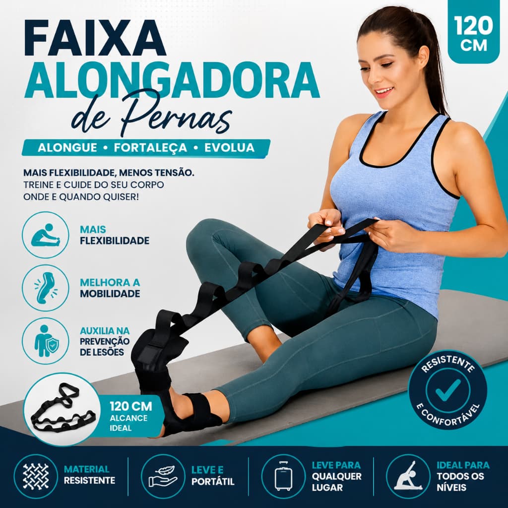 Faixa Alongamento Yoga Panturrilha Perna Pés Tendão de Aquiles Pilates Fisioterapia Reabilitação Correção