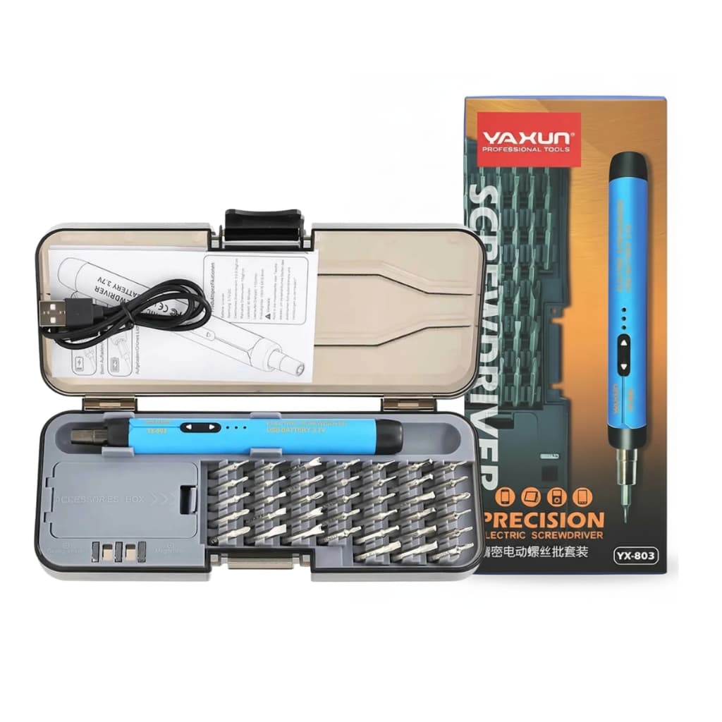 Mini Parafusadeira de Precisão Recarregável Yaxun Profissional Elétrica YX-803 com 38 Ponteiras