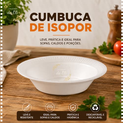 Pote Cuia Cumbuca De Isopor Funda Descartavel 15cm 50 ou 25 unidades