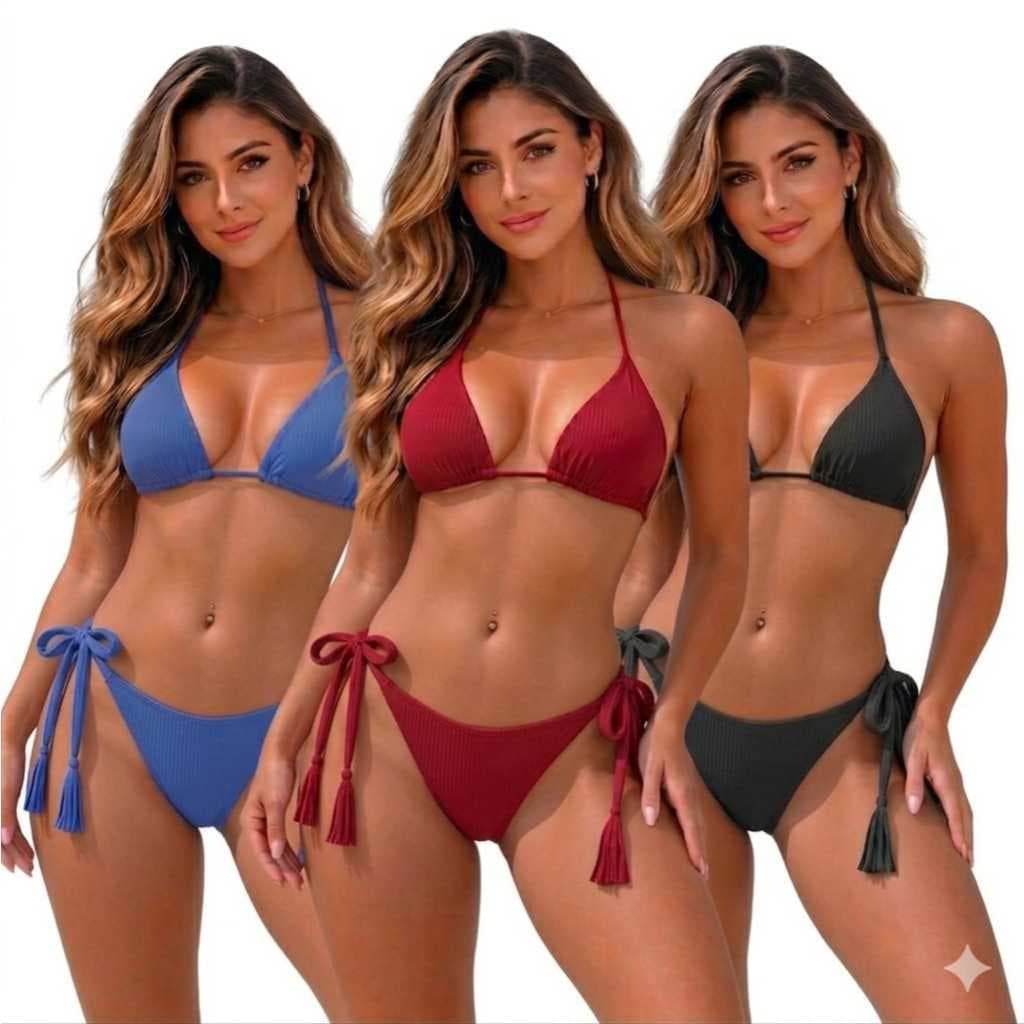 Biquini Feminino Cortininha Fio Dental Ideal Para Marquinha Sem Bojo Suplex com Forro Zero Tranparencia