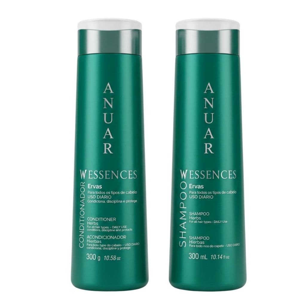 Shampoo e condicionador - Todos os tipos de cabelo e para cabelos Oleosos - 600ml - Ervas - Anuar