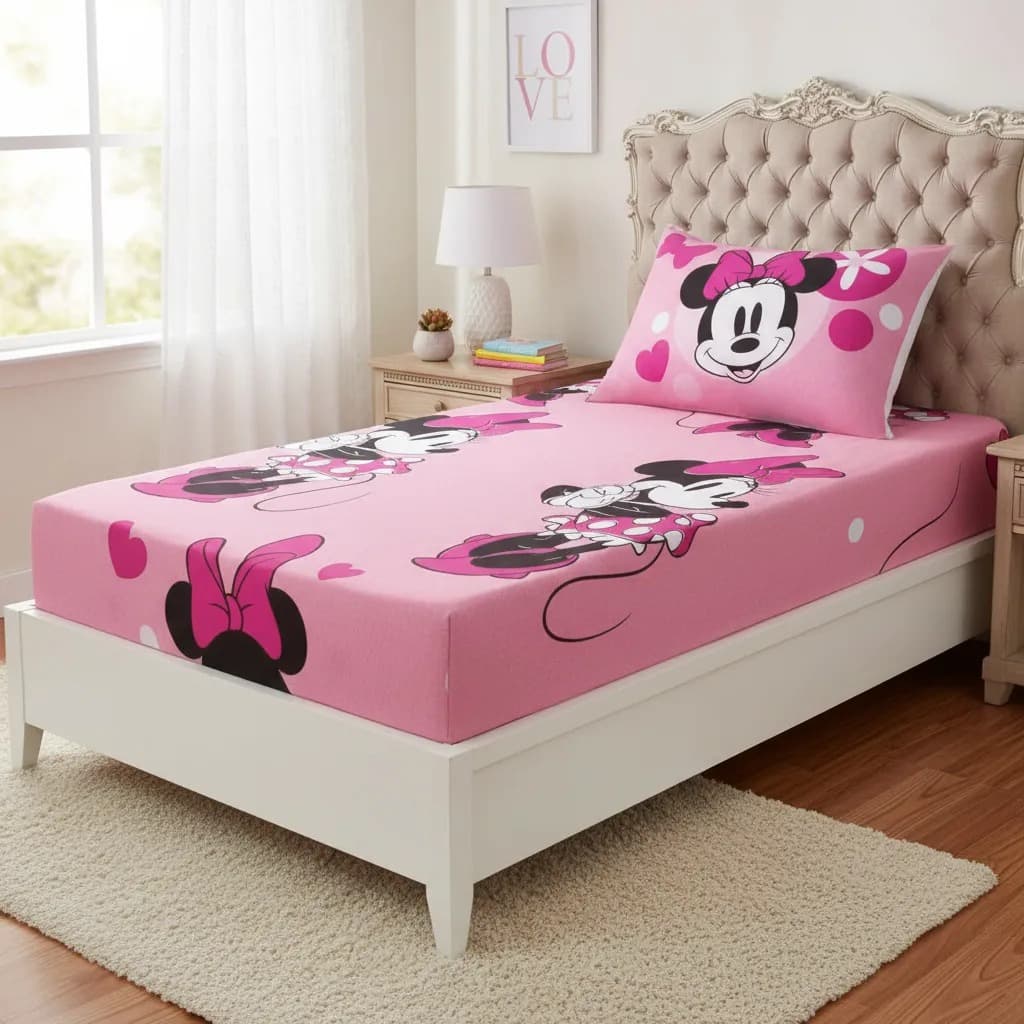 Lençol Infantil Disney e Marvel Oficial Mickey Minnie Stitch Homem Aranha Princesas Vingadores 2 pçs
