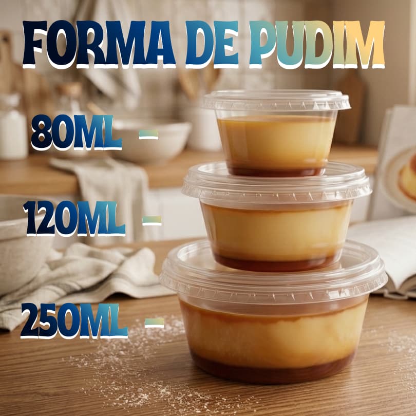 Forma de Pudim com tampa 80/120/250ml | Forneável em Banho-Maria