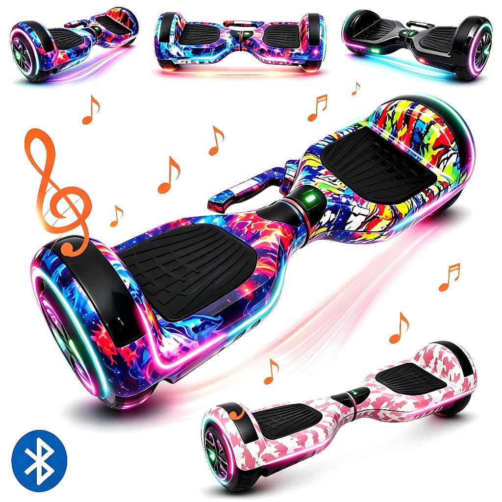 Hoverboard Infantil Skate Elétrico 6.5" Led Bluetooth Bateria De Grande Capacidade Endurance Forte -P10