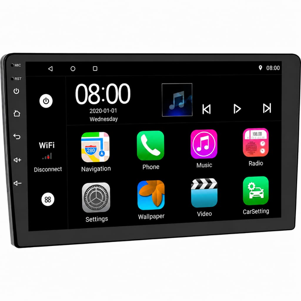Central Multimidia MP5 Universal 2 Din Android 9 Tela Polegadas GPS Bluetooth USB Leitor SD