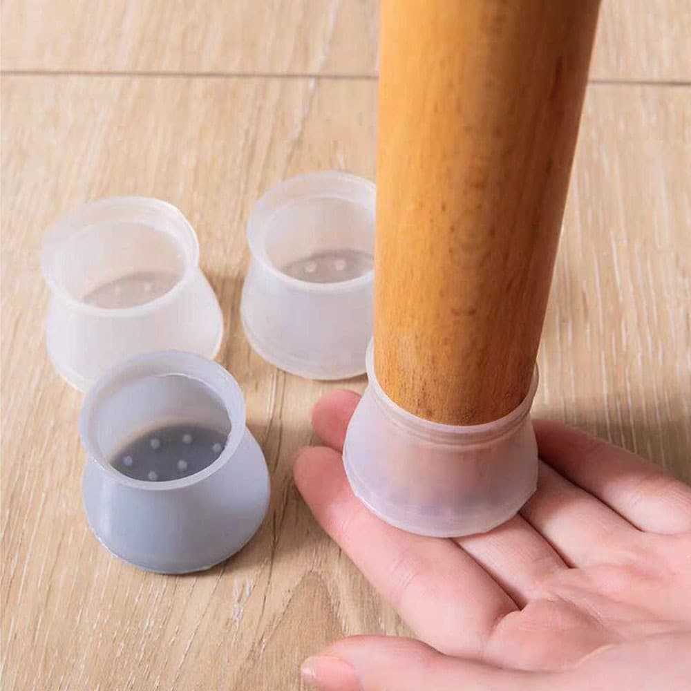 Kit Protetor Para Pés de Mesa E Cadeira Silicone Resistente Fácil Instalação Anti Risco Piso