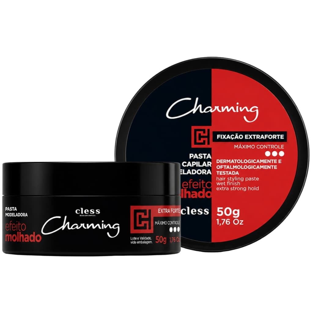 Pomada Cera Modeladora Charming Cless Efeito Molhado Extra Forte Maximo Controle Cabelo 50g