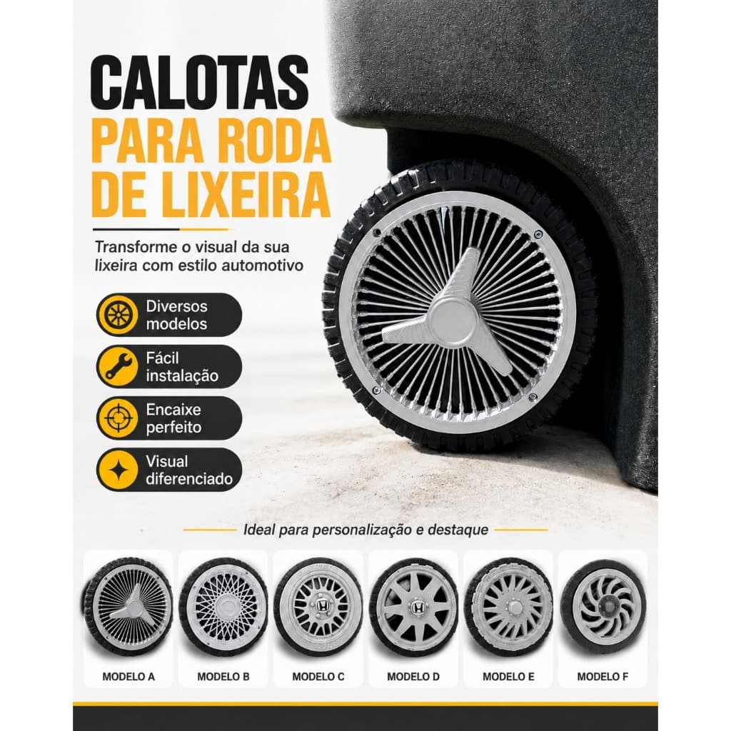 Calota para Roda de Lixeira Personalizada | Estilo Automotivo | Diversos Modelos