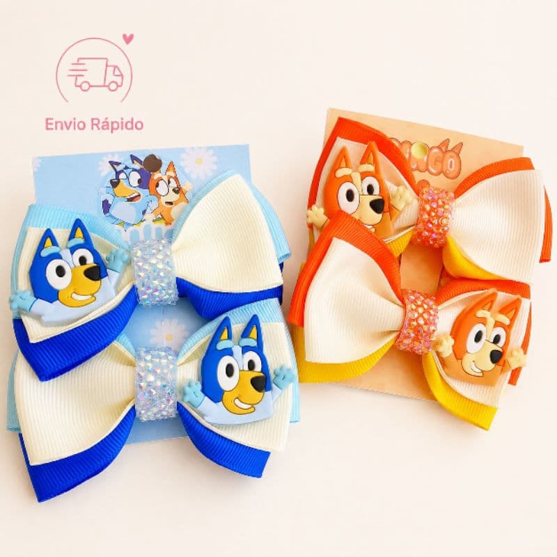 Parzinho de laço temático Bluey e Bingo Laço da Bluey  Laço da bingo Par de laço festa infantil