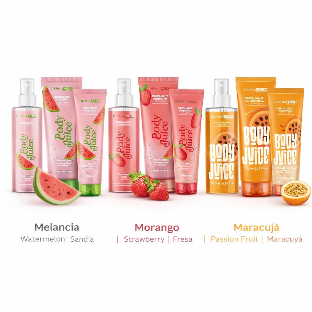 Kit Body Juice Dermachem 4 Itens Sabonete Esfoliante Creme Body Splash