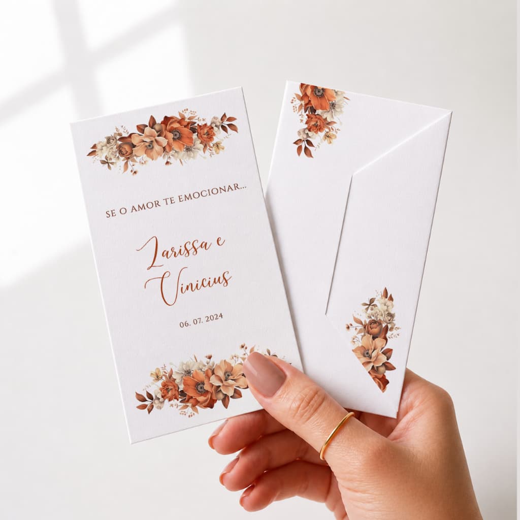 Lenços Lágrimas de Alegria Envelope Personalizado para Casamento (Papel Fosco)