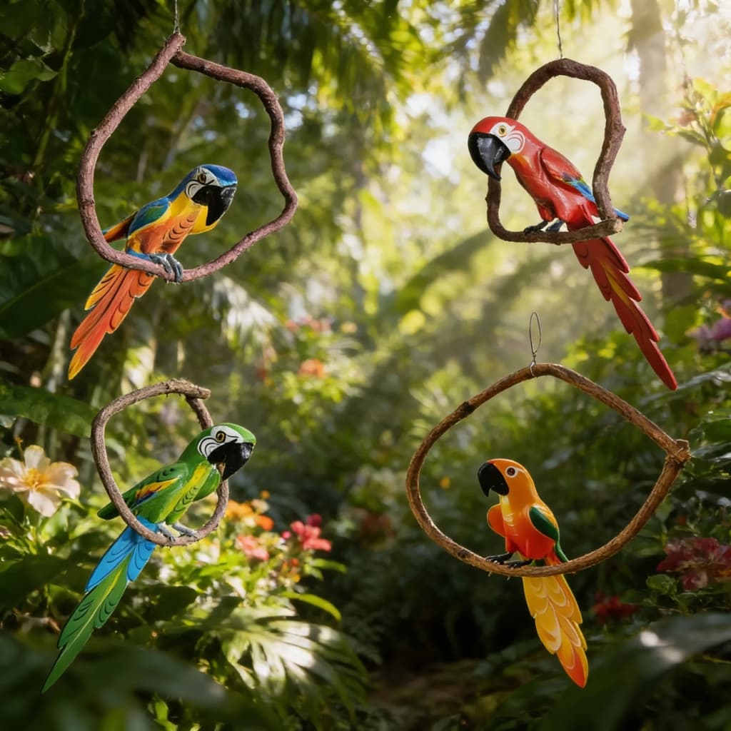 Kit 4 Araras Cipó Galho Madeira Rustica Artesanal Pendurar Jardim Varanda Decoração